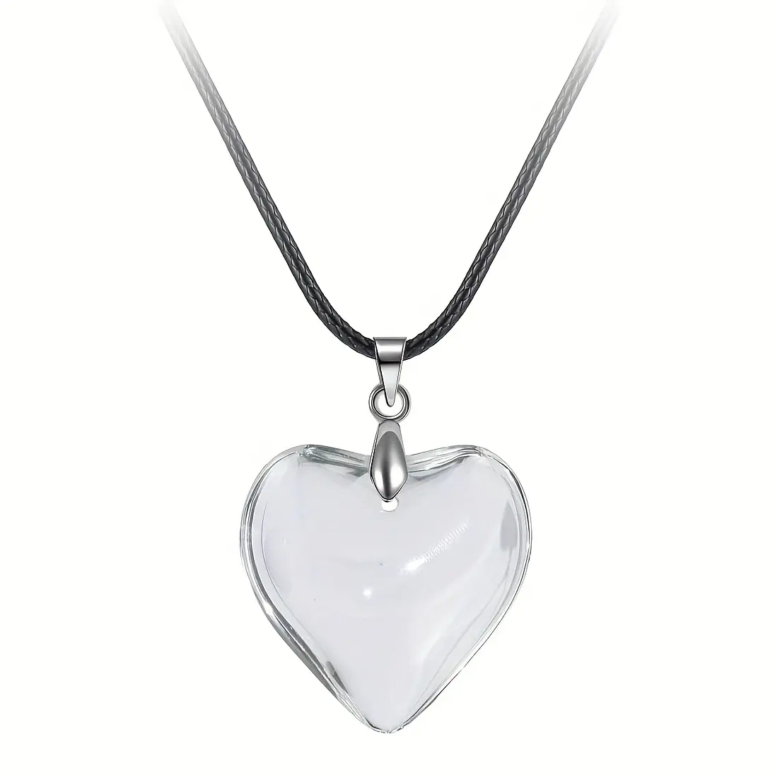 1 piece women's fashion large heart-shaped pendant necklace, large transparent glass heart charm with adjustable chain, Y2K fashion  gift for teenage girls, simple  for women, birthday gift tarnish proof jewelry men mariner curb Versatile tungsten rope