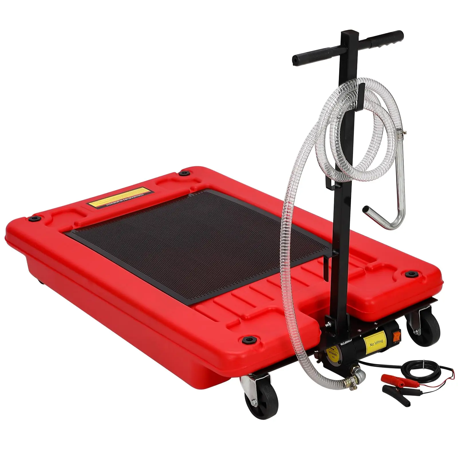 GARVEE 18 Gallon Low Profile Oil Drain Pan with 12V Electric Pump, Foldable Handle, Wheels, and 8FT Hose for Easy Oil Changes on Cars, SUVs, and Trucks