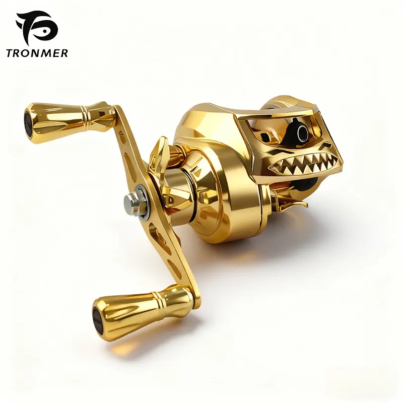 Professional Saltwater Baitcasting Reel - Lightweight Metal Body with Corrosion-Resistant Gold Finish, Medium Power Right-Hand for Surf & Lure Fishing