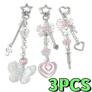3PCS Novelty keychains Aesthetic Y2K Keychain Cute Butterfly Stylish Keychains Accessories for Women Bag Purse Gifts - Home Improvement. Pendant