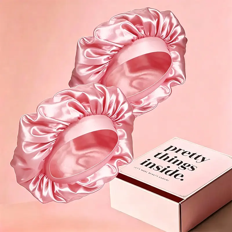 [Free Shipping] [Color Shipped At Random] Wiggins Satin Bonnet Silk Bonnet Hair Bonnet for Sleeping Satin Cap Elastic Wide Band Sleep Bonnets