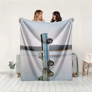 1 piece Truck vertically inverted hovering over the lake wonder themed flannel blanket - Modern-style flannel blanket, suitable for sofas and beds, all-season use, super soft and comfortable, digital printing, 100% polyester material, machine
