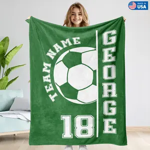 Custom Soccer Name Number Blanket Personalized Team Gift for Player Birthday Sport Christmas Girls Soccer Gift