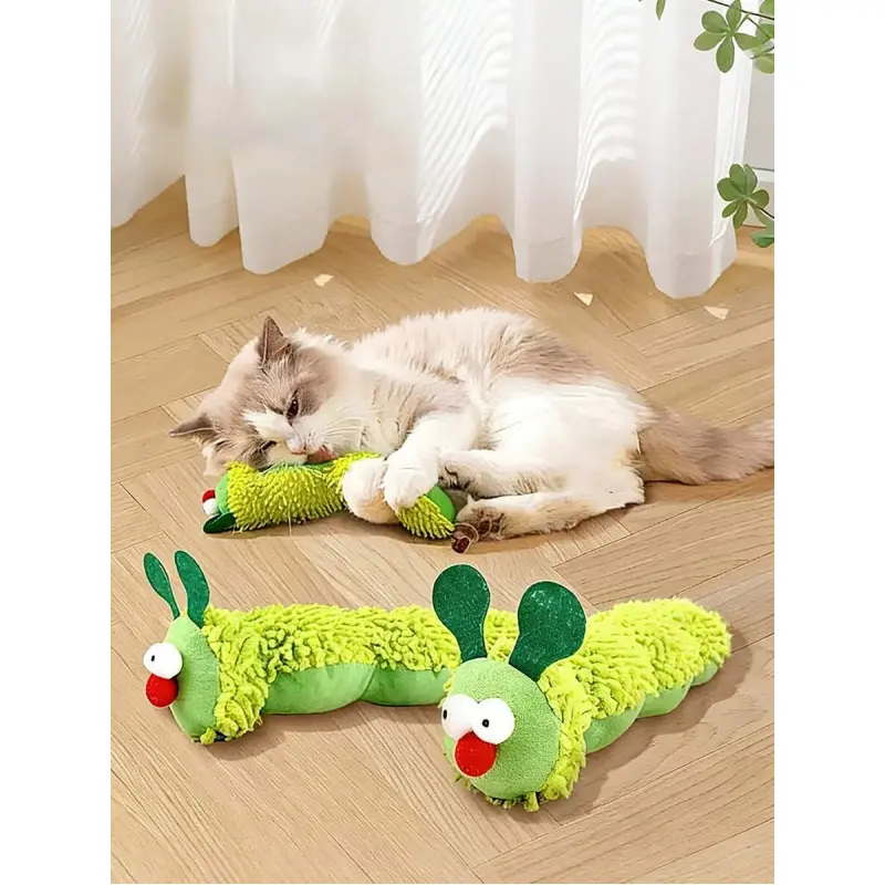 1/2 pieces of bionic caterpillar catnip pillow, caterpillar cat toy with catnip for self-entertainment, plush toy pillow pet supplies