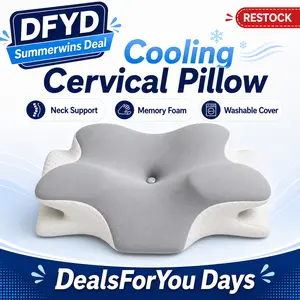 Summerwins Deal Cooling Cervical Pillow for Neck Pain Slow Rebound Memory Foam Ergonomic Contour Bed Pillow DealsForYou Days Restock