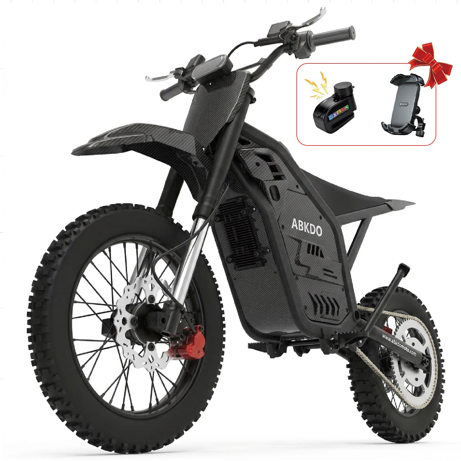 ABKDO 4000W Peak Electric Bicycle with Front Suspension 48V 23AH Battery 14" Inch Tires 45 MPH Speed 40 Miles Range for Snow Mountain Road Riding