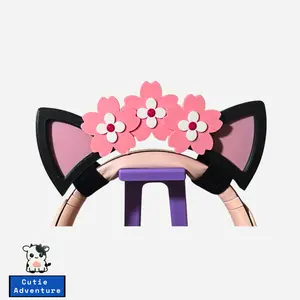 Cat Ears with Flowers Headphone Attachments