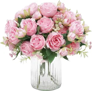 2-Pack Silky Blush Pink Artificial Peony Bouquets, Decorative Flowers for Mother’s Day Gifts, Home Decor and Wedding Centerpieces