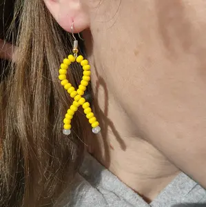 Handbeaded Endo Awareness Dangle Earrings