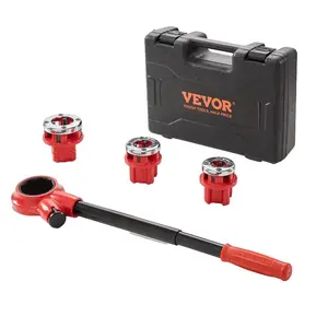 VEVOR Ratchet Pipe Threader Kit, 1/2 NPT, 3/4 NPT, 1 NPT Manual Ratcheting Pipe Threader, Portable Pipe Threading Tool Set with 3PCS NPT Dies, Storage Case for Galvanized Aluminum Iron Copper Pipes