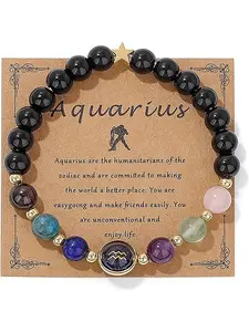12 Constellations Natural Crystal Beaded Bracelet, Fashionable Simple and Casual Bracelet, Suitable for Wearing at Any Time, Birthday Gift, Mix Bracelet