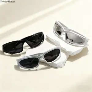 3-Pack New Arrival Punk Oval Sunglasses for Women & Men, Mirror Colorful Lenses, Y2K Goggle Style Trendy Eyewear