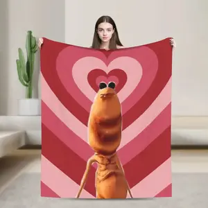 Y2K Funny Robert Help Marcus The Worm Blankets  Super Soft Graphic Plush Throw Blanket for Couch Bed Camping Bedspread Bed Cover