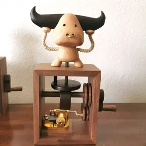 wooden music box, new house decoration supplies，Christmas gift，birthday gift, creative gift, Unique gift, creative present, wooden powerful cow, wooden happy monkey,flying pig wedding gift