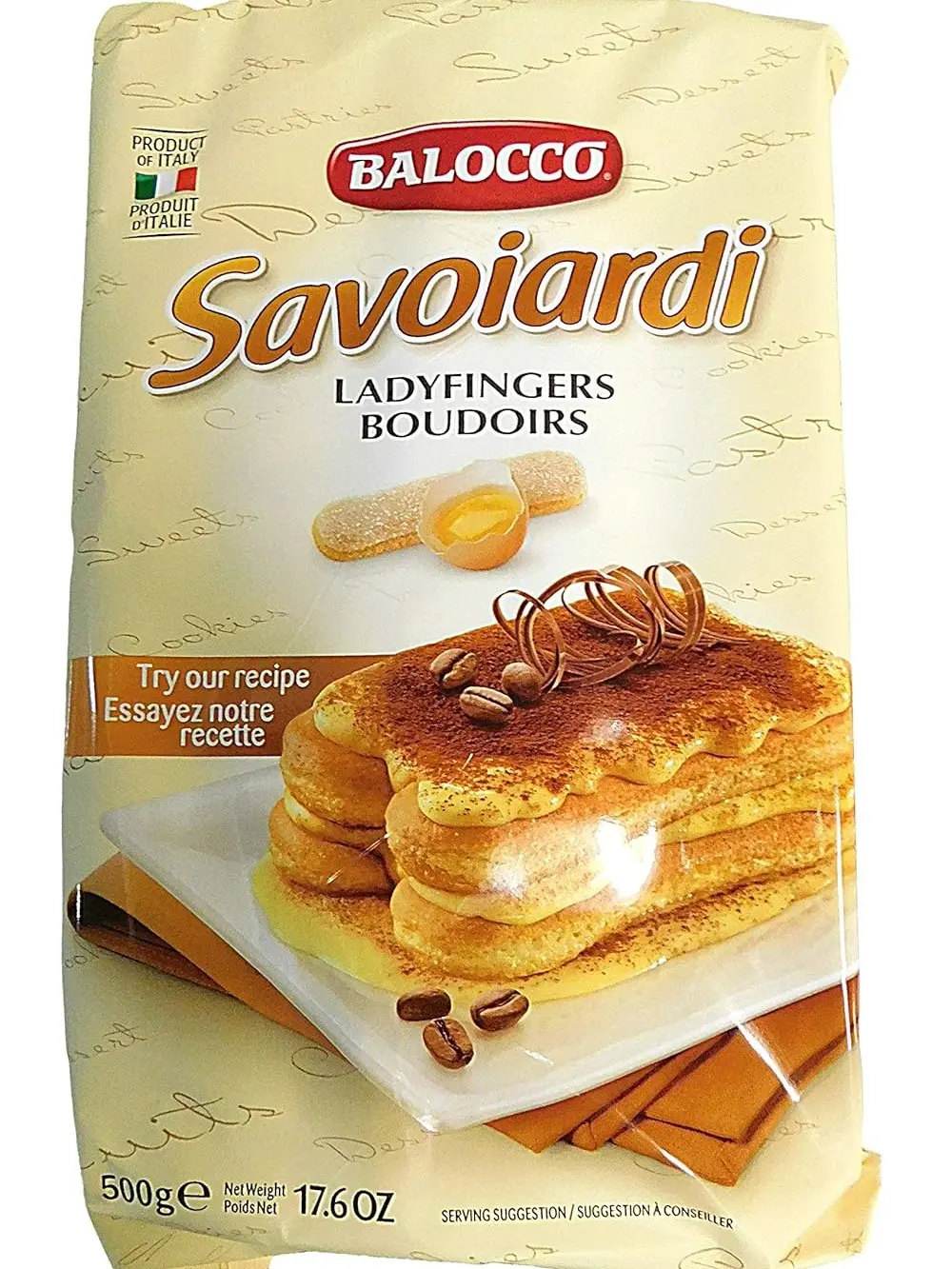 Balocco Savoiardi Ladyfingers 500g - Italian Ladyfinger Biscuits for Tiramisu & Desserts