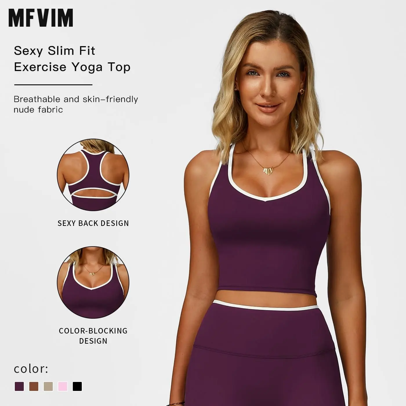 MFVIM Women’s Solid Color Sports Tank Top — Comfortable, Breathable Sleeveless Workout Top for Yoga, Gym, Workouts, and Running; Women’s Sportswear for All Seasons; Athletic Yoga Tops,summerwins,travel essentials,camping essentials