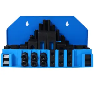 58Pc T-Slot Clamping Kit Mill Machinist Set With T-slot cleaner and Tightening Wrench (9/16 Table Slot 1/2-13 Stud Size)