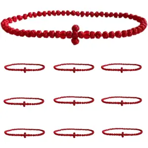10 count Black Orthodox Prayer Rope Bracelet, Chotki Komboskini, Christian Prayer Beads with  Religious Easter (Red)