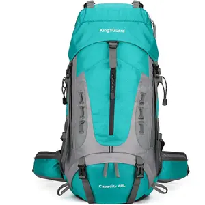 60L Hiking Camping Backpack with Rain Cover, Waterproof Large Capacity Outdoor Sport Travel Daypack Climbing Touring