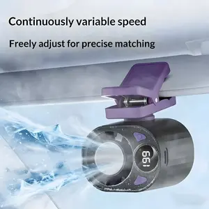 Car Clip On Fan with LED Display 360° Rotation199 Speeds Adjustable USB Rechargeable for CarUmbrella Bicycle Travel Camping Outdoor StrongWind Small Desk Fan