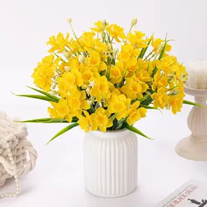 5Pcs artificial daffodils set, plastic artificial flowers, Artificial Bouquets, spring flowers UV-resistant realistic, suitable for weddings, home, office, and garden decorations, Home Decor Accessory