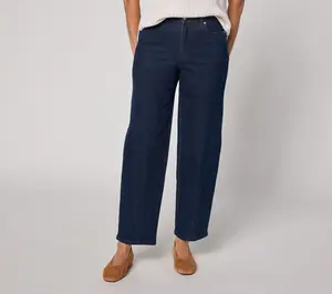 Denim & Co. Regular Indigo Classic Stretch Wide Leg Seamed Jeans