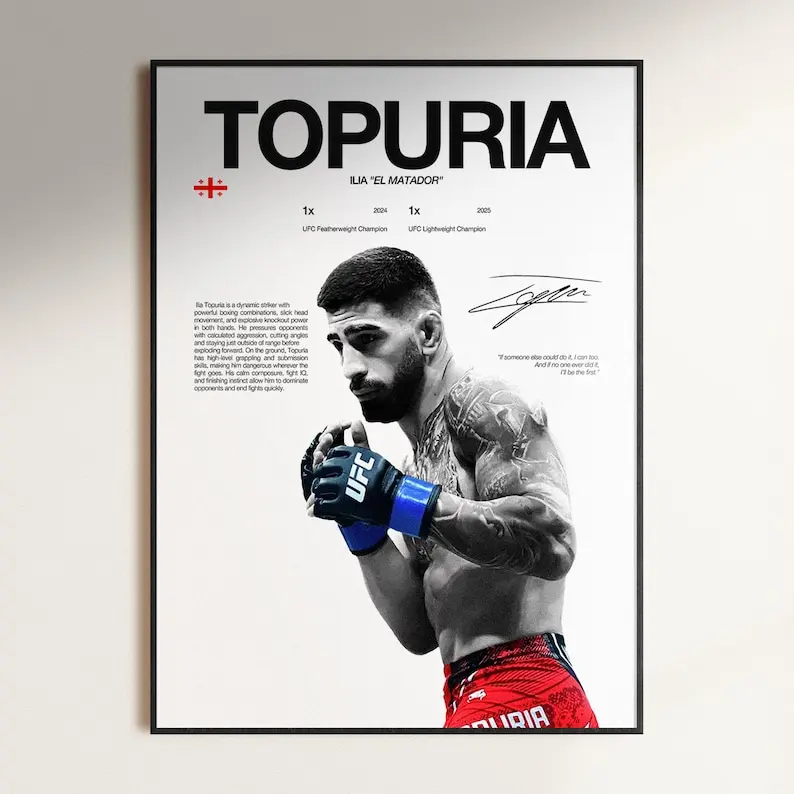Ilia Topuria Poster, UFC Wall Print,  Fighter  , Gym Poster