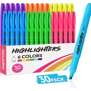 Taja 30 Pack Highlighters Assorted 6 Colors, Chisel Tip Markers with Smooth Quick-Drying Ink, Broad & Precise Lines for Notes, Ideal for School and Office Supplies