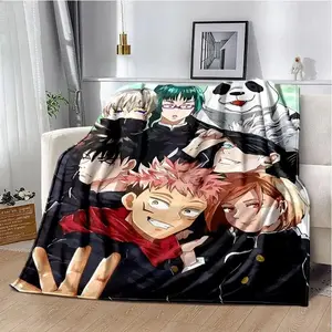 Jujutsu Kaisen Printed Blanket - Anime-Style Character Art Blanket with Gojo Character Patterns, Skin-Soft Bedding Throw for Adults & Kids, Ideal Gift for Husbands & Children's Festivals, Anime-Style Blankets, Character Art Blankets