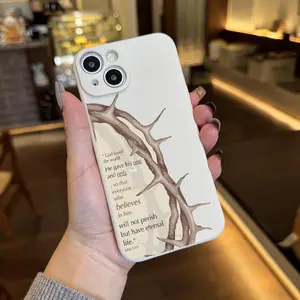 This Christian-themed crown of thorns case features a drop-proof and non-slip TPU full-coverage lens protector for iPhone 17, 16, 15, 14, 13, 12, 11, XS, X, and Samsung models. It makes a great gift for friends or family.