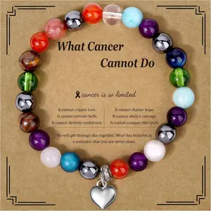 Encouragement Cancer Patients Gifts Bracelet w/Card - Inspirational Cancer Survivor Support, Get Well Gifts for Women, Natural Stone