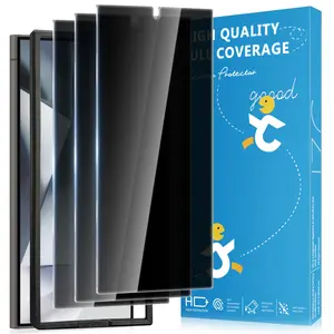 JavoYion 3 Pack for Samsung Galaxy S24 Ultra Privacy Screen Protector With Installation Frame, Anti Spy Private Tempered Glass, Fingerprint Unlock, HD Clear
