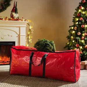 Waterproof Christmas Tree Storage Bag, Fits Up to 9ft Disassembled Artificial Trees, Heavy Duty PE Holiday Organizer with Reinforced Handles