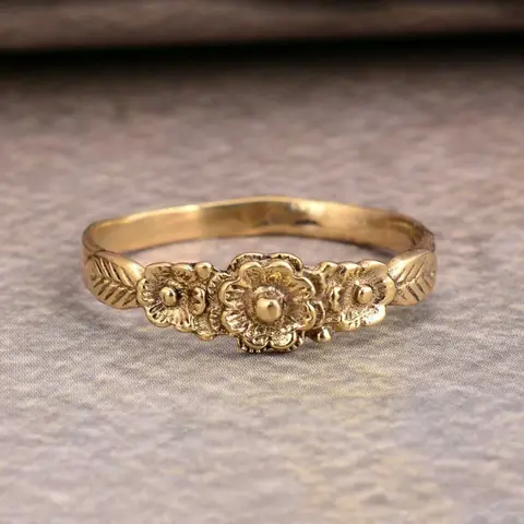 Dainty Vintage Boho  Flower Leaf Ring for Women Elegant Ring Unique Golden Band Ring Birthday Party Jewelry Mother's Day Anniversary Christmas Gifts Boho Style Rings
