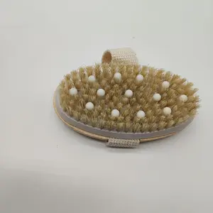Natural Bristle Bath Brush, Dry Wet Dual Use, Deep Cleansing Exfoliator, Gentle on Skin, Perfect for Shower and Back Scrubbing