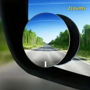 Adjustable Car Blind Spot Glass Mirror, 2 Counts 360 Degree Wide Angle Frameless Round Mirror, Car Side Mirror, Universal Car Exterior Accessories