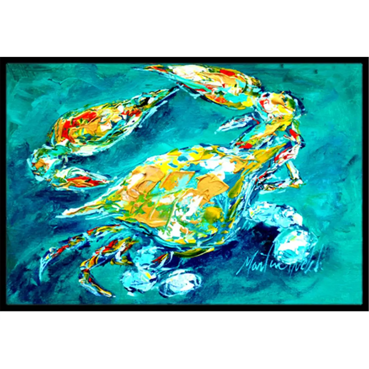 Carolines Treasures MW1162MAT By Chance Crab Icey Blue Durable Area Rug, Indoor Floor Rug, Machine Washable Multicolor Doormat (Indoor/Outdoor Use), Durable Area Rugs