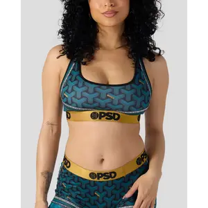 PSD Womens Baller Lux Teal Racerback Sports Bra - Comfortable, Breathable, Ultra-light Fabric