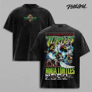 TMNT Leonardo Raphael Donatello Michelangelo Shirt, Vintage Washed Oversized Heavy Cotton T-Shirt, Unisex Graphic Streetwear Fit, Casual Gamer Apparel