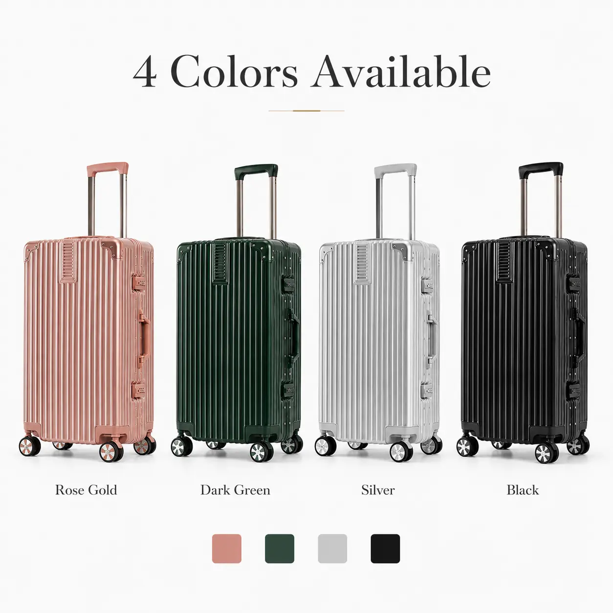 Aluminum Frame Zipperless Hardside Shell Spinner Luggage with TSA Lock, Multi-Size 20/26/29 Inch Carry-On & Checked Bags, Ideal for School Travel, 30-Day Hassle-Free Returns, 26 Inch