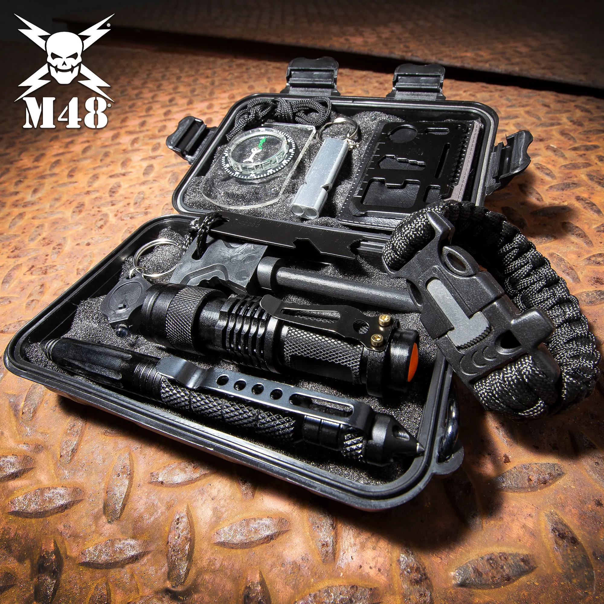 M48 Survival Kit - Weatherproof Padded Case with Tactical Tools