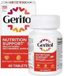 Geritol, Multivitamin Supplement, Contains Antioxidants, Vitamins B, C, E & D and Iron, 27, Minerals, Gluten-Free, Non-GMO, No Artificial Sweeteners, 40 Tablets, 2 Pack