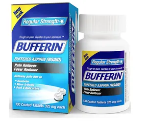 Bufferin Pain Reliever/Fever Reducer Coated Tablets, 325mg, 130 Count (Pack of 3) - Effective Pain Relief and Fever Reduction