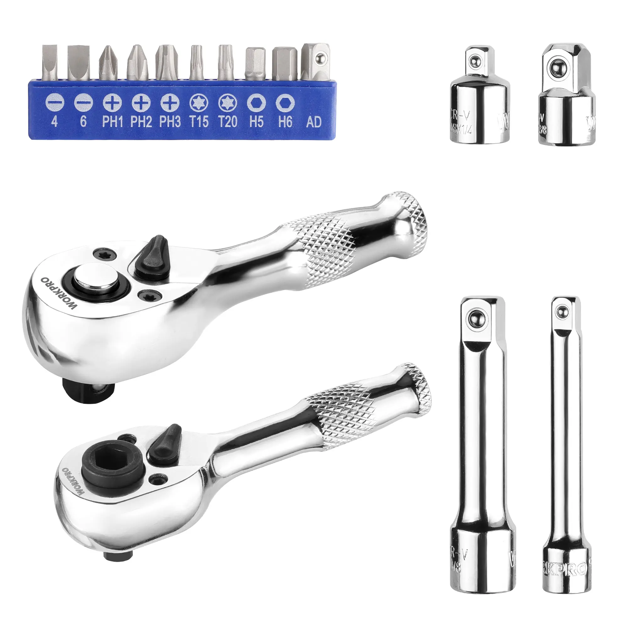 Flex Head Stubby Ratchet Set
