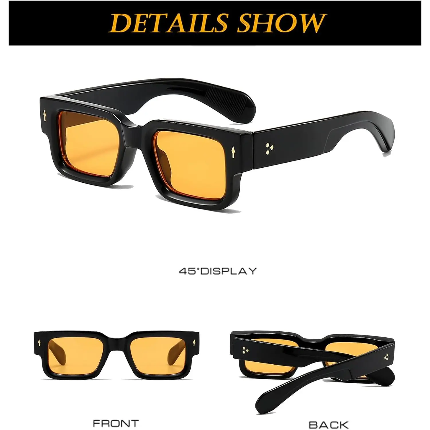 Thick Frame Square Sunglasses for Women Men Chunky Rectangle  display picture 1