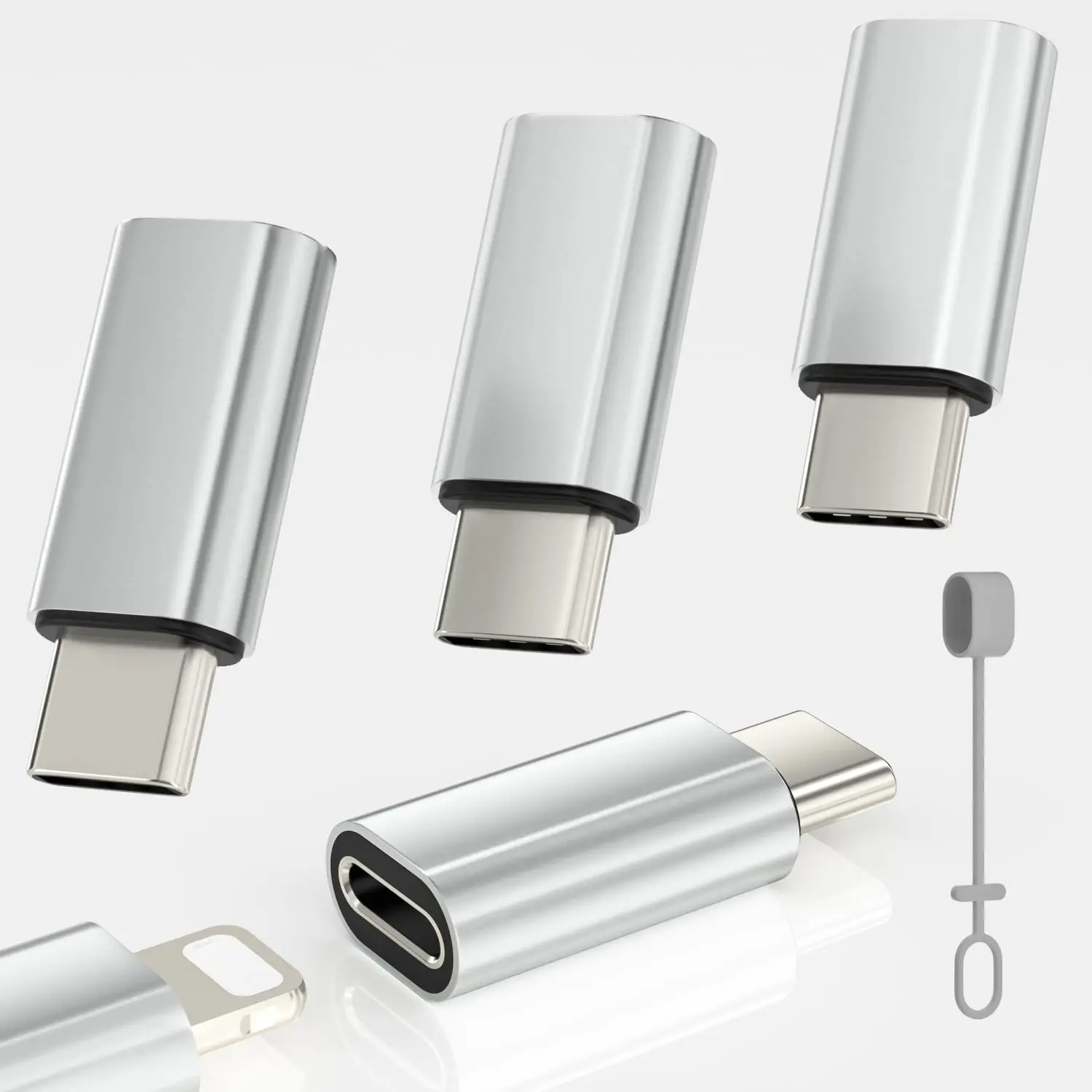 4-Pack Lightning to USB-C Electronic Adapters for iPhone 16/16 Pro/16 Pro Max/16 Plus/15/15 Pro, Samsung S24, Smartphone/Cellphone Mobile Charging Supports Data Transfer, Not for Audio/OTG