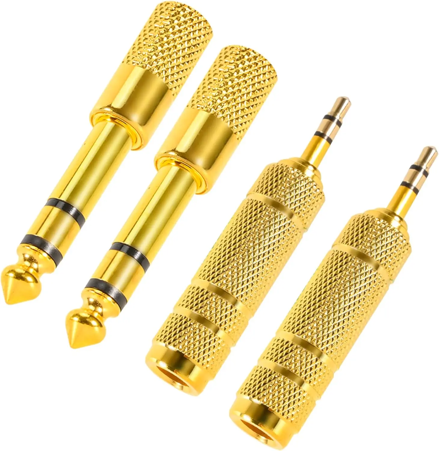 Halloween Fall Gift 4 Pack Headphone Jack Adapter - 3.5mm (1/8 inch) Male to 6.35mm (1/4 inch) Female and 6.35mm (1/4) to 3.5mm (1/8) Audio Adapter for Player, Headphone, Guitar Amplifier