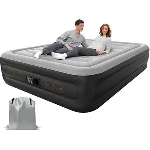 Twin Air Mattress with Built in Pump,18''Inflatable Mattress 2 Mins Self-Inflation/Deflation,XL-Long Blow up Mattress Thicker,Flocked Top Air Bed with Storage Bag for Home, Camping & Guests