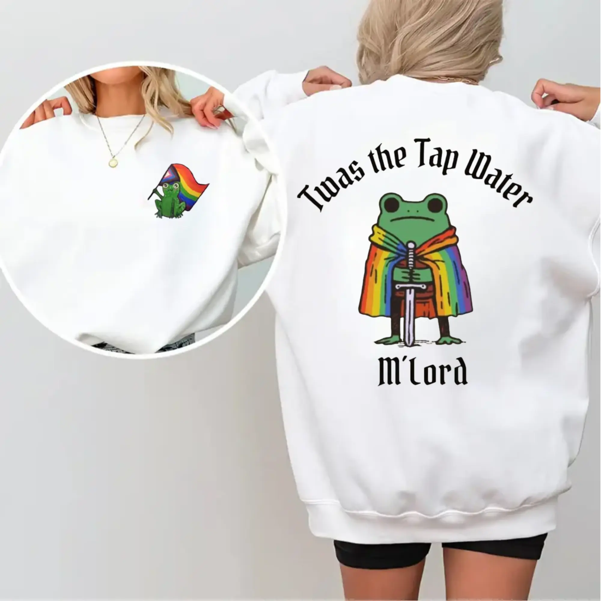 Funny Tap Water Frog Shirt, Rainbow Frog Graphic T-Shirt Hoodie Sweatshirt, Medieval Frog Meme Tee, Cute Frog Lover Gift, Colorful Fantasy Unisex Apparel, Funny Internet Meme Shirt