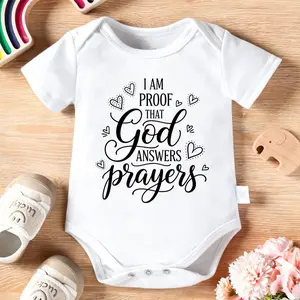 2026 Newborn I Am Proof That God Answers Prayers (3) Baby Bodysuit, 100% Cotton Soft Short Sleeve Romper for All Seasons Funny Casual Onesie for Baby Boys & Girls – Perfect for Indoor & Outdoor Wear (0-2T) Baby Gift Outfit